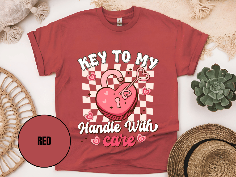 "Key to My Handle with Care , Valentine's Day" T-Shirt, (Gildan 5000) VD045
