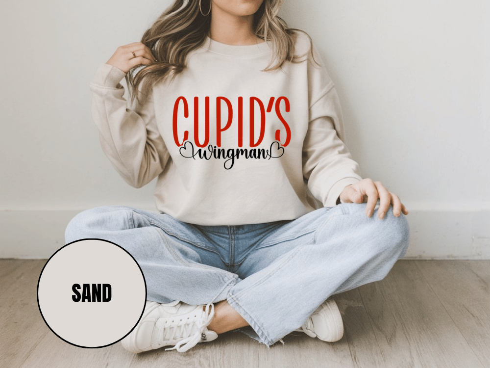 "Cupid's Wingman" Valentine's Day Sweatshirt, (Gildan 18000) VD017