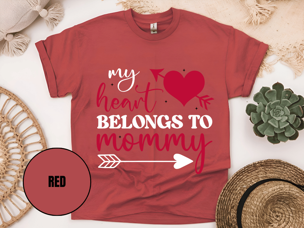 "My Heart Belongs To Mommy, Valentine's Day" T-Shirt, (Gildan 5000) VD054