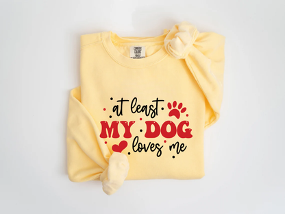"At Least My Dog Loves Me" Valentine's Day (Comfort Color) VDS034