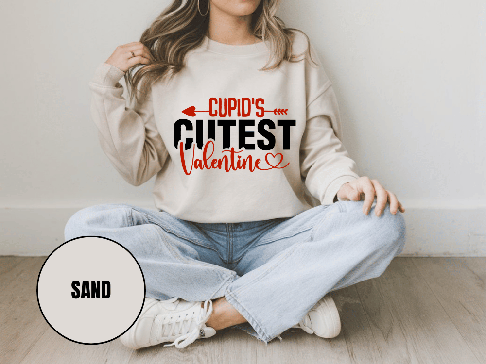 "Cupid's Cutest Valentine" Valentine's Day Sweatshirt, (Gildan 18000) VD018