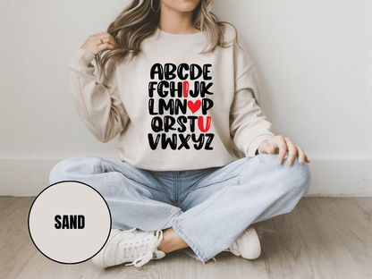 "Alphabet" Valentine's Day Sweatshirt, (Gildan 18000) VD011