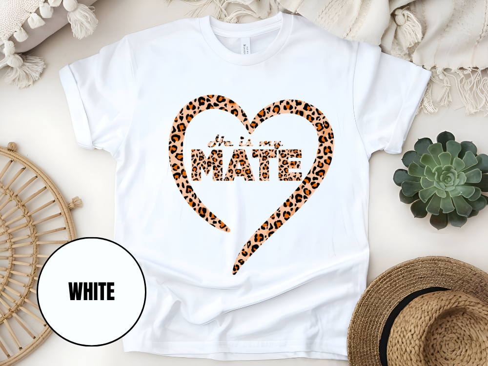 "He Is My Mate Leopard Design" T-Shirt, (Gildan 5000) VD078