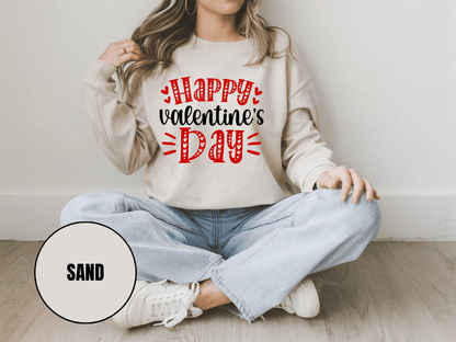 "Happy Valentine's Day" Valentine's Day Sweatshirt, (Gildan 18000) VD001