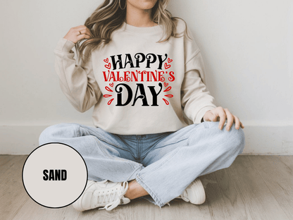 "Happy Valentine's Day" Valentine's Day Sweatshirt, (Gildan 18000) VD004