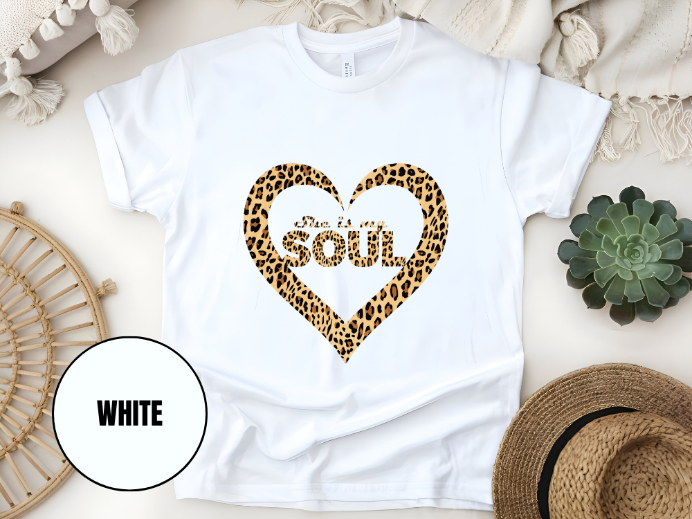 "She Is My Soul Leopard Design" T-Shirt, (Gildan 5000) VD072