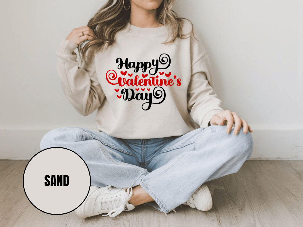 "Happy Valentine's Day" Valentine's Day Sweatshirt, (Gildan 18000) VD008
