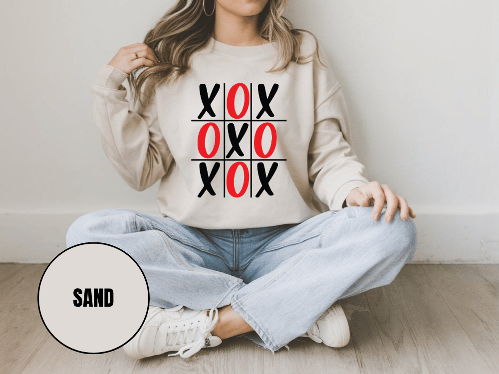 "XOXOXO" Valentine's Day Sweatshirt, (Gildan 18000) VD015