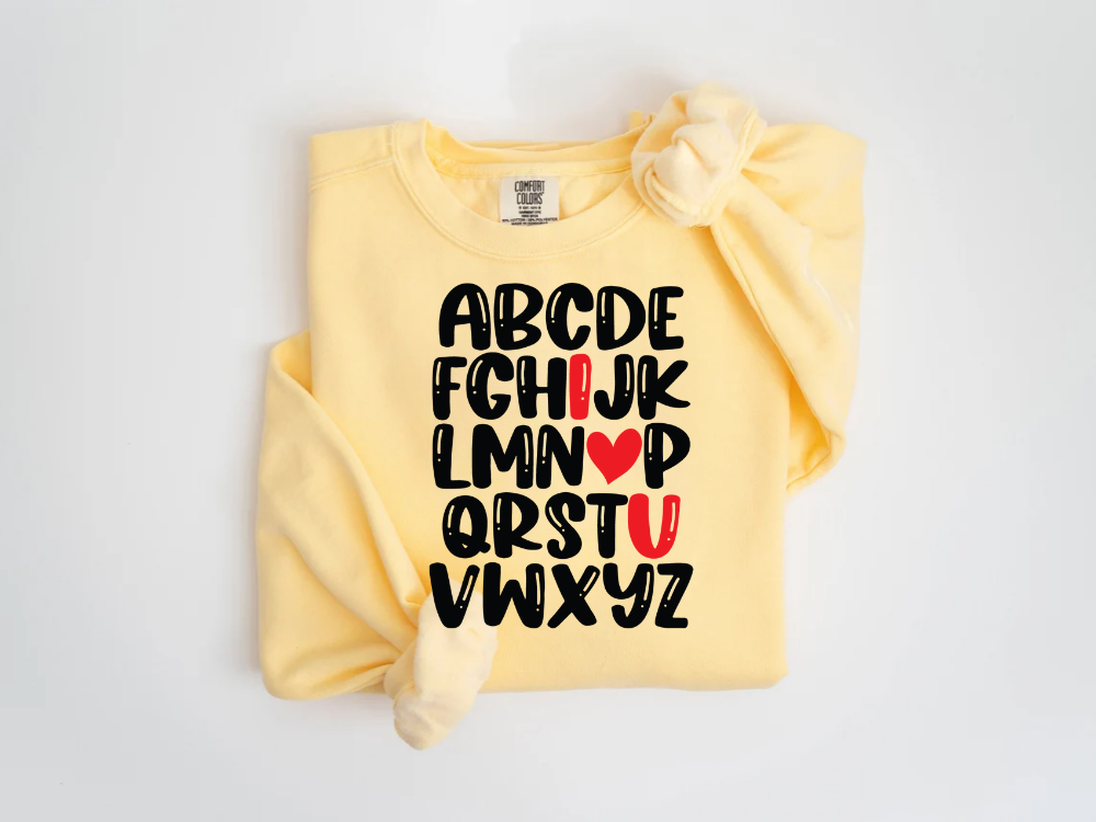 "Alphabet Valentine's Day" Valentine's Day (Comfort Color) VDS011
