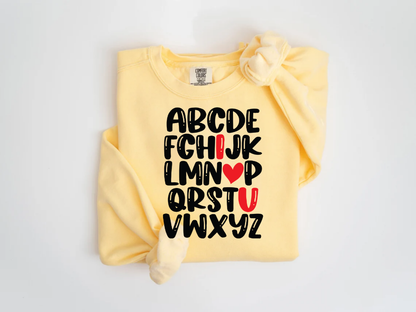 "Alphabet Valentine's Day" Valentine's Day (Comfort Color) VDS011