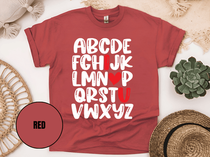 "Alphabet Valentine's day" T-Shirt, (Gildan 5000) VD011