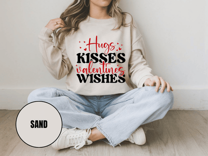 "Hug Kisses And Valentine's Wishes" Valentine's Day (Gildan 18000) VD060