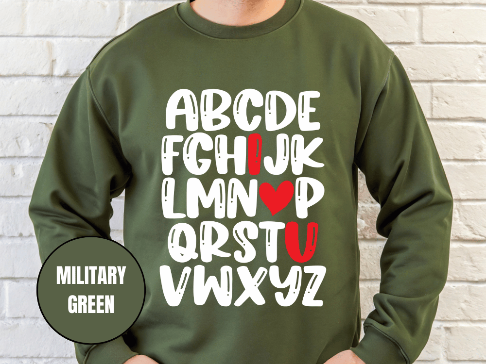 "Alphabet" Valentine's Day Sweatshirt, (Gildan 18000) VD011
