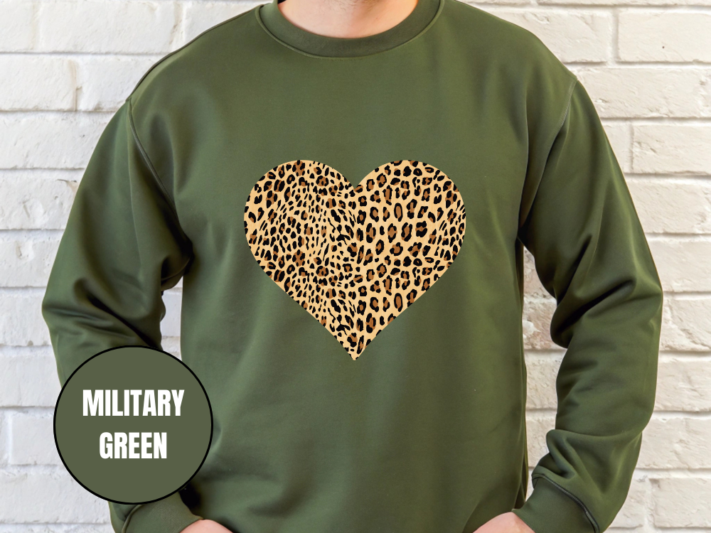 "Heart Leopard Design" Valentine's Day (Gildan 18000) VD081