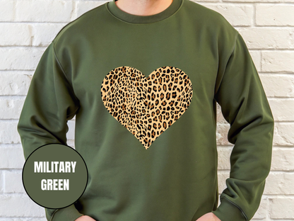 "Heart Leopard Design" Valentine's Day (Gildan 18000) VD081