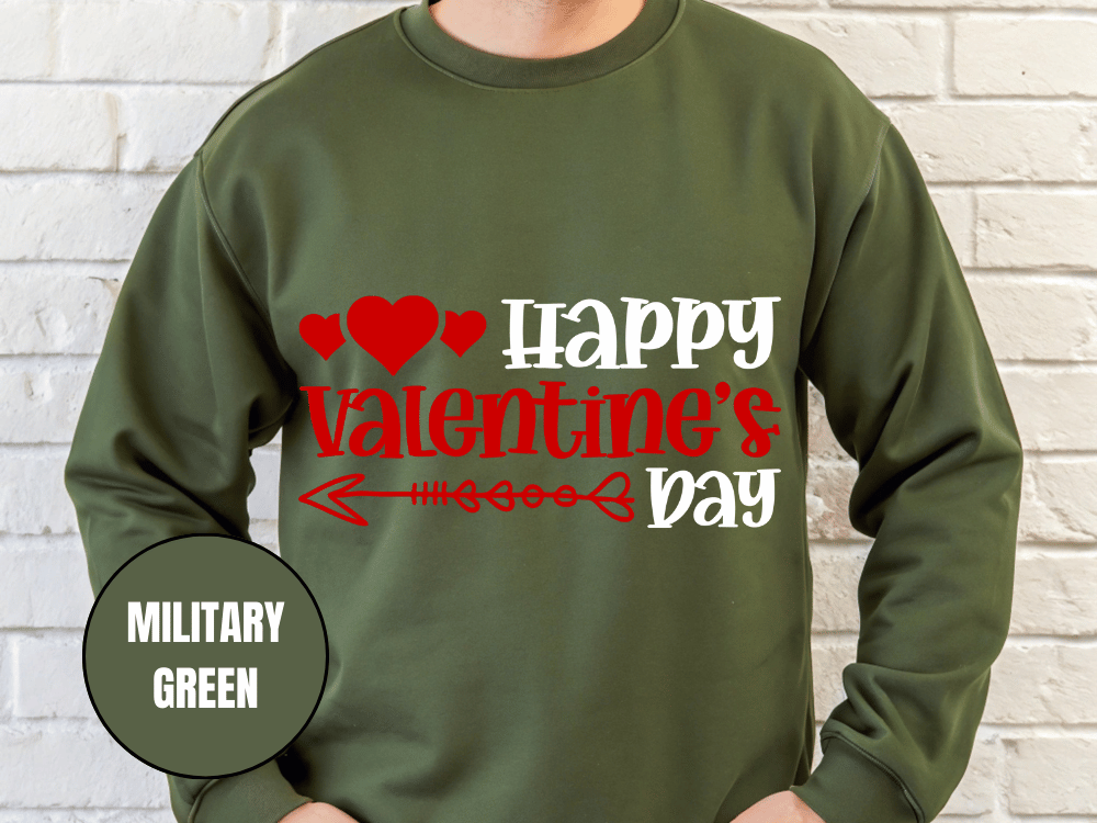 "Happy Valentine's Day" Valentine's Day Sweatshirt, (Gildan 18000) VD009