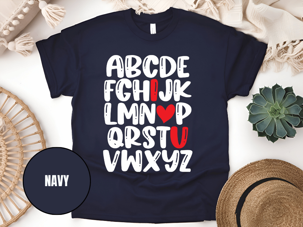"Alphabet Valentine's day" T-Shirt, (Gildan 5000) VD011