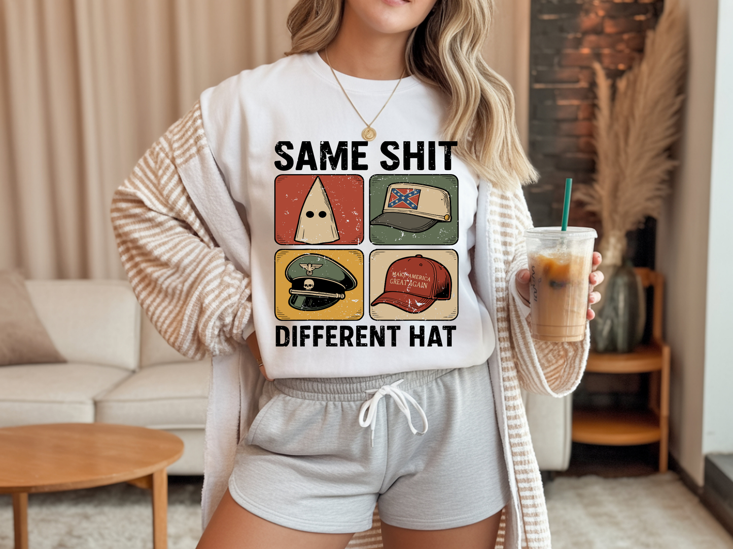 Same Shit Different Hat T Shirt, Anti Trump Political Tshirt, Funny Protest Graphic Tee, (Gildan 5000) VD00101