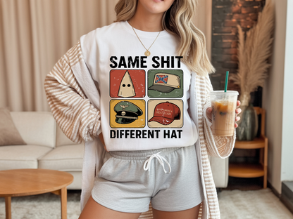 Same Shit Different Hat T Shirt, Anti Trump Political Tshirt, Funny Protest Graphic Tee, (Gildan 5000) VD00101