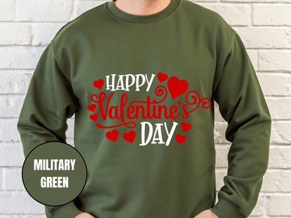 "Happy Valentine's Day" Valentine's Day Sweatshirt, (Gildan 18000) VD007