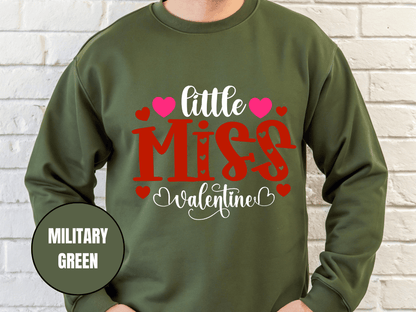 "Little Miss Valentine" Valentine's Day Sweatshirt, (Gildan 18000) VD022