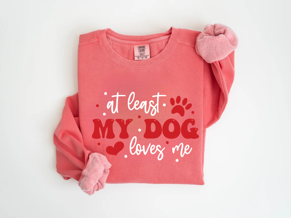 "At Least My Dog Loves Me" Valentine's Day (Comfort Color) VDS034