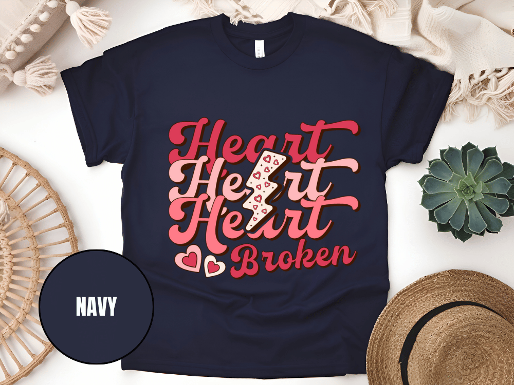 "Heart Heart Heart Broken, Valentine's Day" T-Shirt, (Gildan 5000) VD041