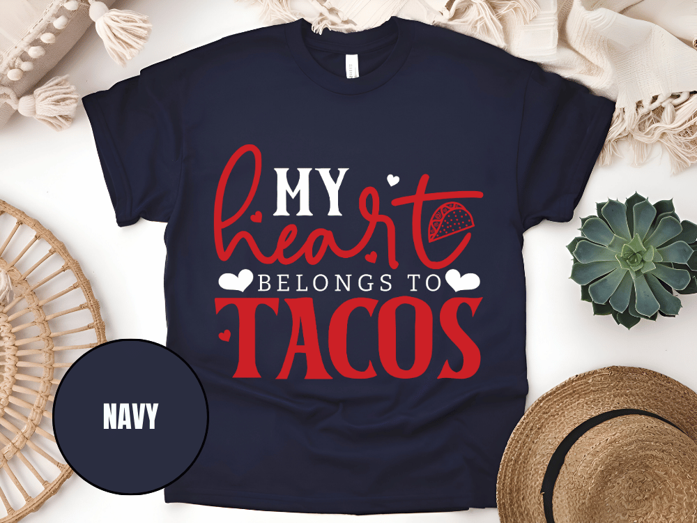 "My Heart belongs to Tacos, Valentine's Day" T-Shirt, (Gildan 5000) VD033