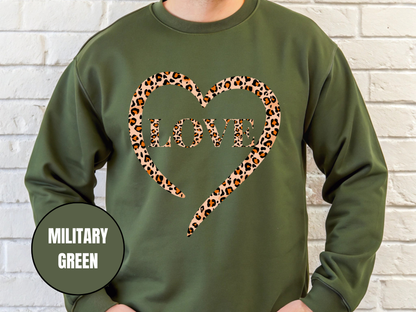 "Love Leopard Design" Valentine's Day (Gildan 18000) VD075