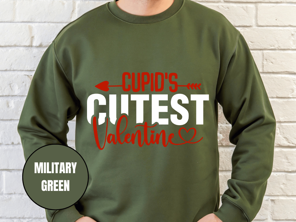 "Cupid's Cutest Valentine" Valentine's Day Sweatshirt, (Gildan 18000) VD018