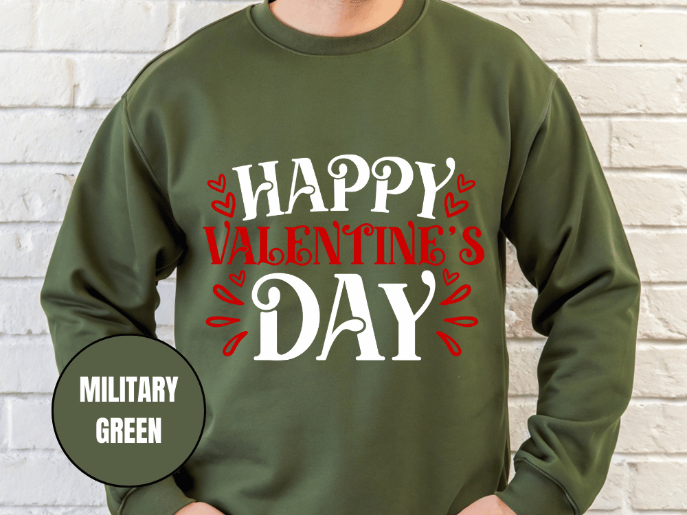 "Happy Valentine's Day" Valentine's Day Sweatshirt, (Gildan 18000) VD004