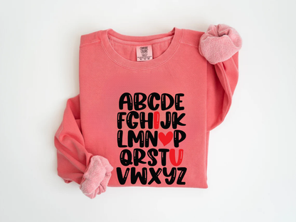 "Alphabet Valentine's Day" Valentine's Day (Comfort Color) VDS011