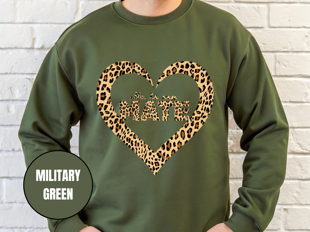 "He Is My Mate Leopard Design" Valentine's Day (Gildan 18000) VD070