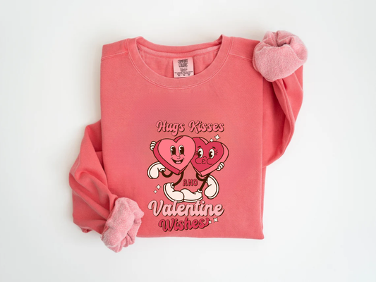 "Hugs Kisses And Valentine Wishes" Valentine's Day (Comfort Color) VDS044