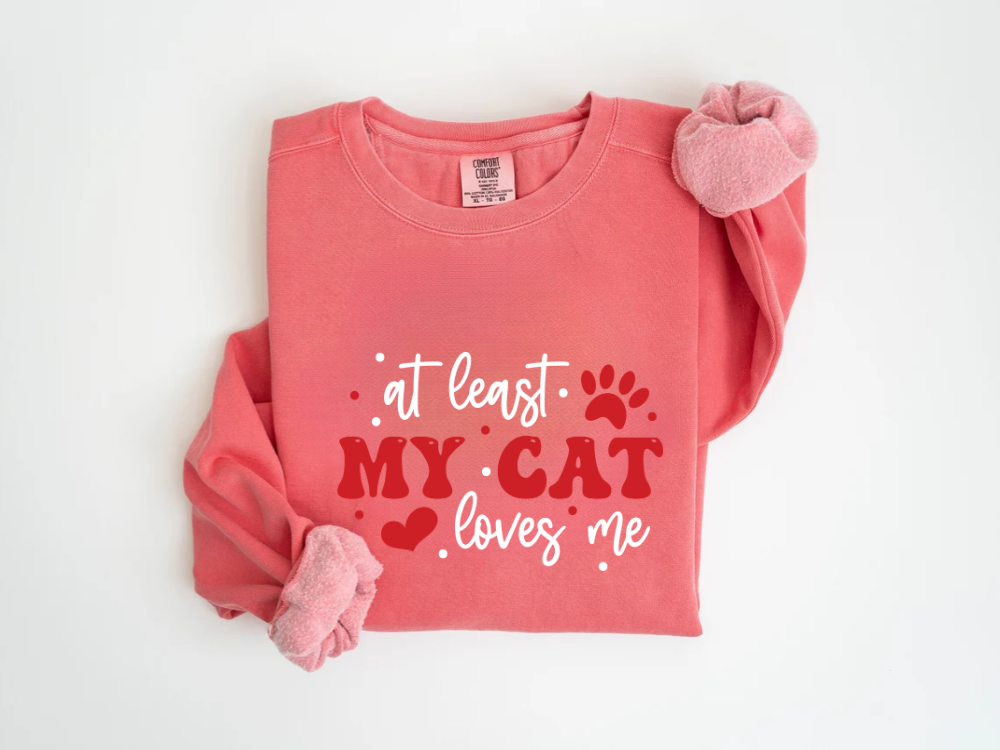 "At Least My Cat Loves Me" Valentine's Day (Comfort Color) VDS035