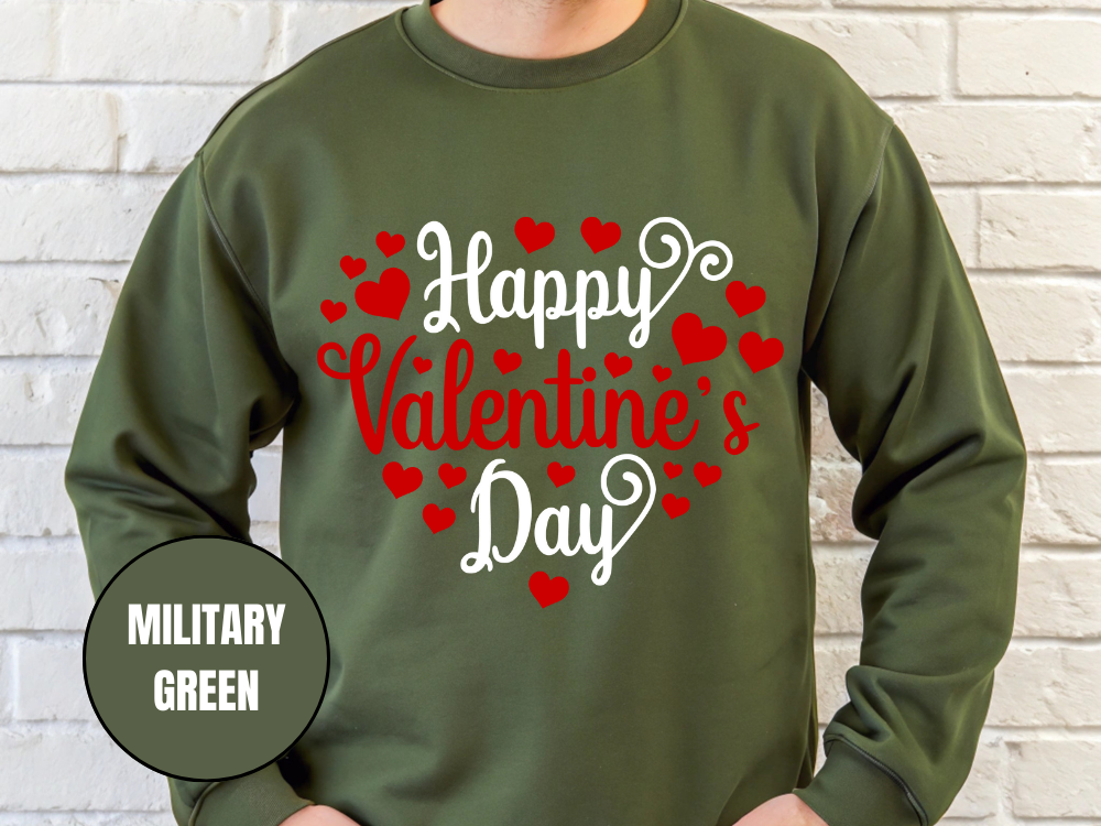 "Happy Valentine's Day" Valentine's Day Sweatshirt, (Gildan 18000) VD002