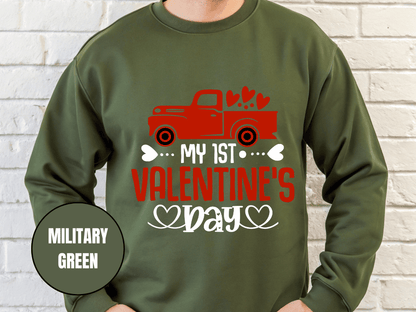 "My First Valentine's Day" Valentine's Day Sweatshirt, (Gildan 18000) VD024