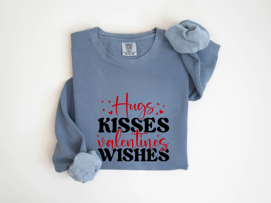 "Hugs Kisses Valentine's Wishes" Valentine's Day (Comfort Color) VDS060