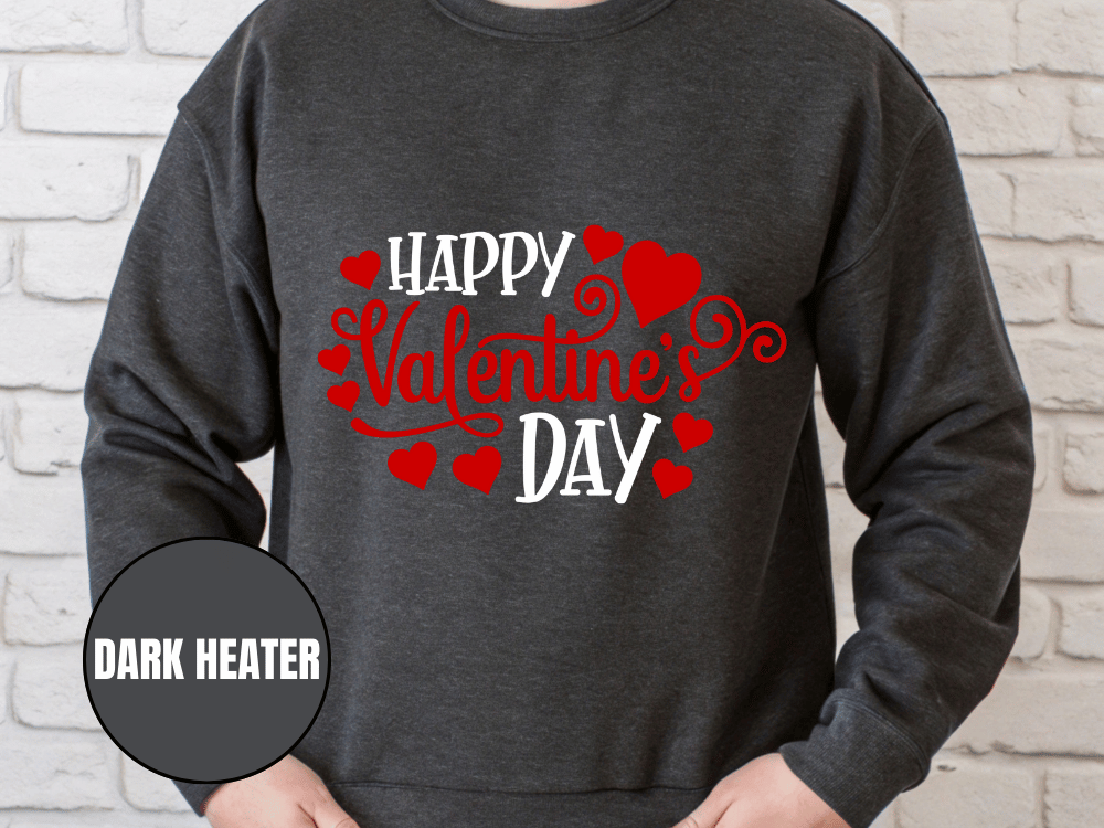 "Happy Valentine's Day" Valentine's Day Sweatshirt, (Gildan 18000) VD007