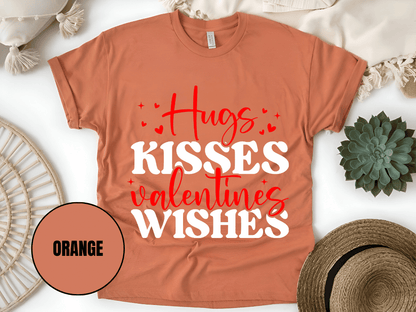 "Hugs Kisses Valentine Wishes, Valentine's Day" T-Shirt, (Gildan 5000) VD060
