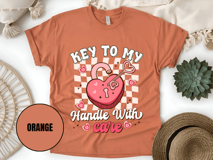 "Key to My Handle with Care , Valentine's Day" T-Shirt, (Gildan 5000) VD045