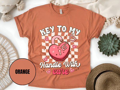 "Key to My Handle with Care , Valentine's Day" T-Shirt, (Gildan 5000) VD045
