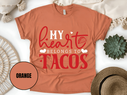 "My Heart belongs to Tacos, Valentine's Day" T-Shirt, (Gildan 5000) VD033