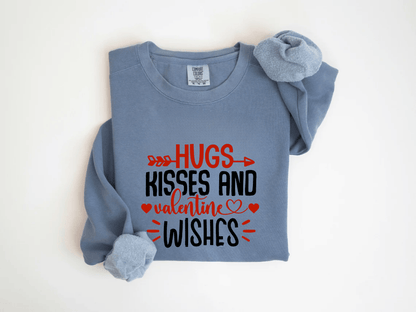 "Hugs Kisses and Valentine Wishes" Valentine's Day (Comfort Color) VDS021