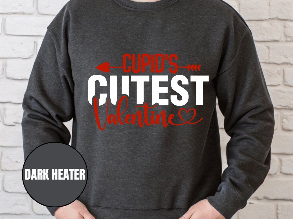 "Cupid's Cutest Valentine" Valentine's Day Sweatshirt, (Gildan 18000) VD018