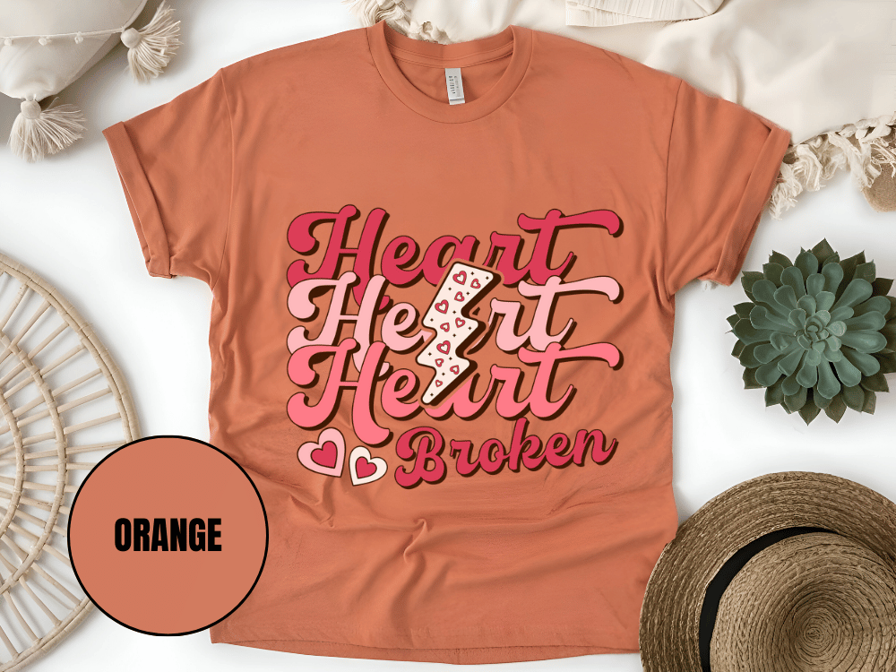 "Heart Heart Heart Broken, Valentine's Day" T-Shirt, (Gildan 5000) VD041
