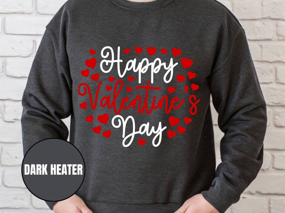 "Happy Valentine's Day" Valentine's Day Sweatshirt, (Gildan 18000) VD010