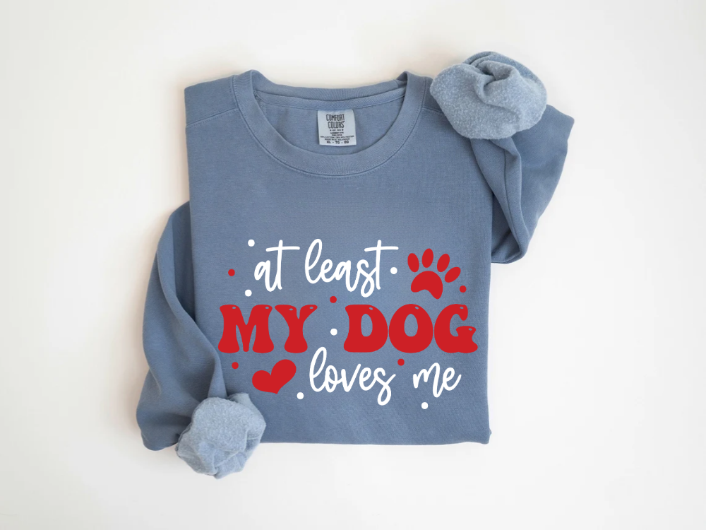 "At Least My Dog Loves Me" Valentine's Day (Comfort Color) VDS034