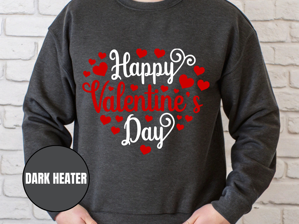"Happy Valentine's Day" Valentine's Day Sweatshirt, (Gildan 18000) VD002