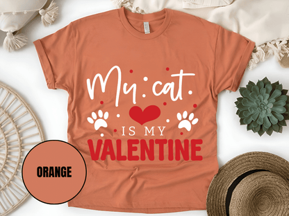 "My Cat is My Valentine, Valentine's Day" T-Shirt, (Gildan 5000) VD039